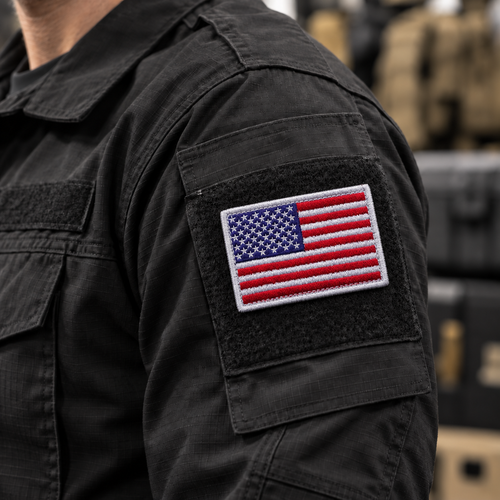 American Flag Tactical Patches - Silver American flag patch - correctional officer patch