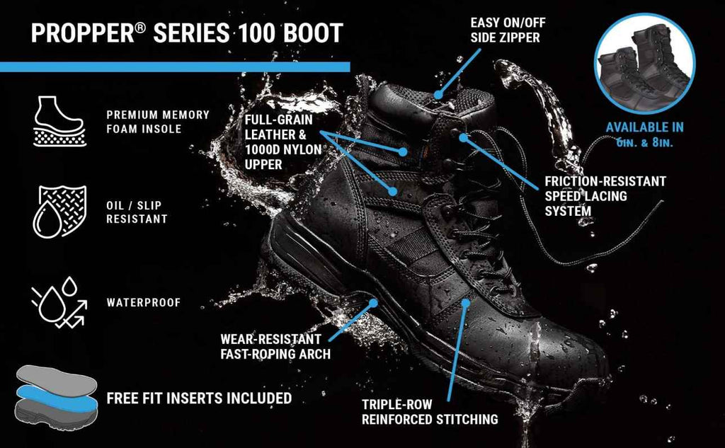 [PROPPER SERIES 100® 6" WATERPROOF SIDE ZIP] TACTICAL BOOT [MENS BLK]
