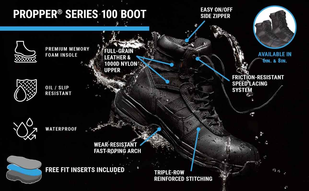 [PROPPER SERIES 100® 6" WATERPROOF SIDE ZIP] TACTICAL BOOT [MENS BLK]