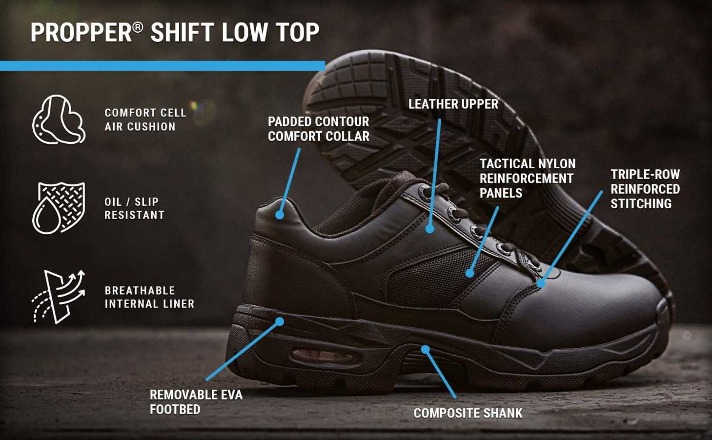 [PROPPER® SHIFT LOW TOP] TACTICAL SHOES [MENS BLK]