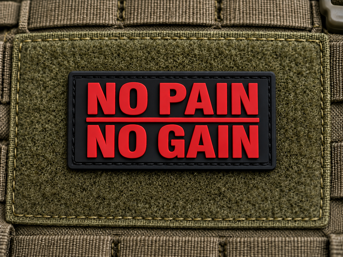 No Pain No Gain PVC Morale Patch - product photo - correctional officer patch