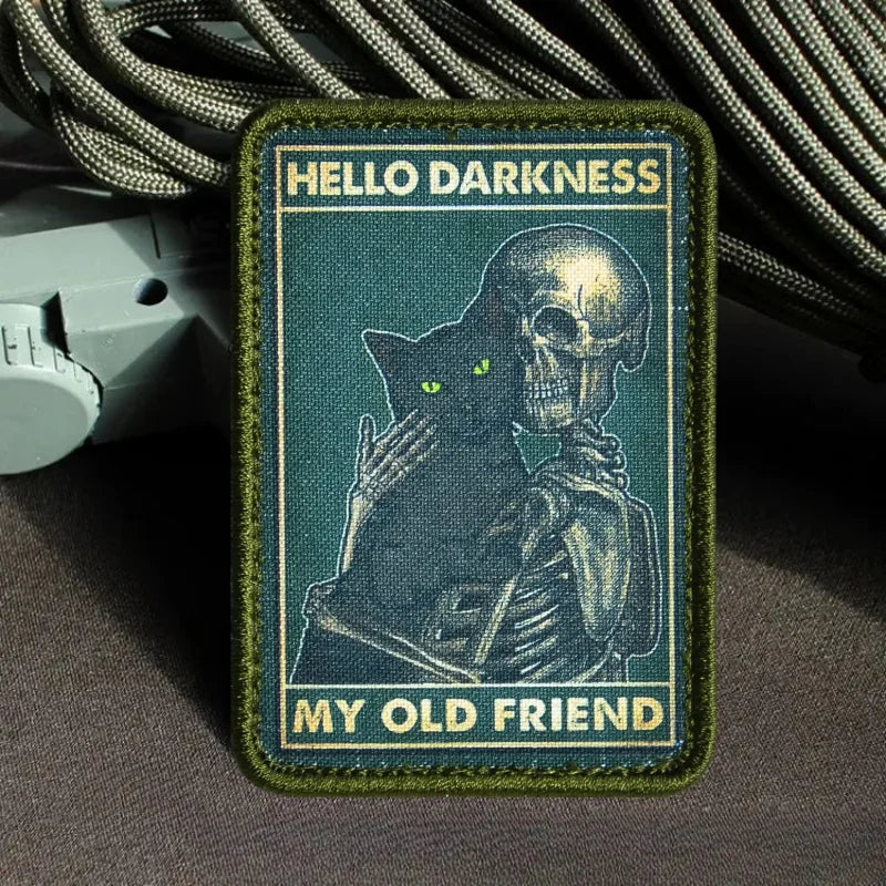 Hello Darkness Skeleton & Cat Morale Patch - product photo - correctional officer patch