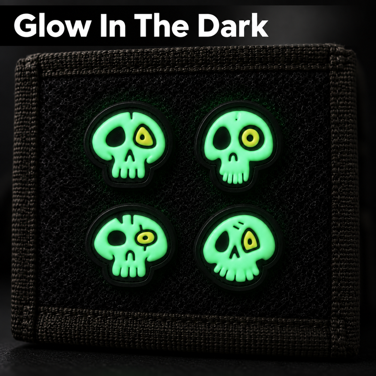 Mini Glow-in-the-Dark Skull PVC Patch Set - product photo - correctional officer patch