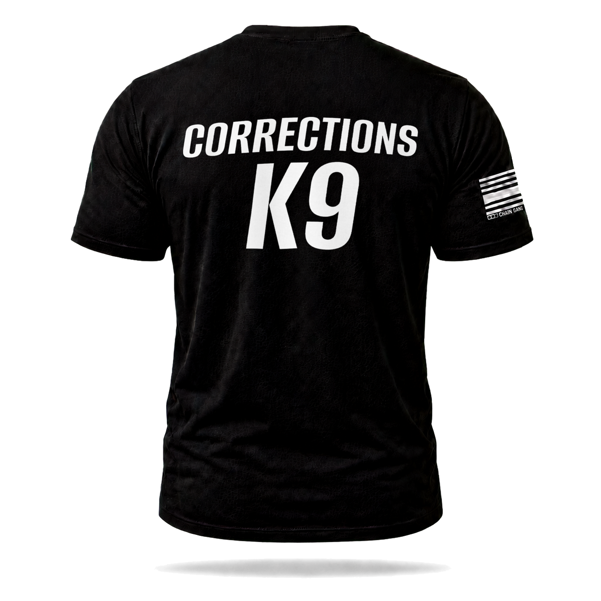 Back view of black Corrections K9 Handler Performance Shirt