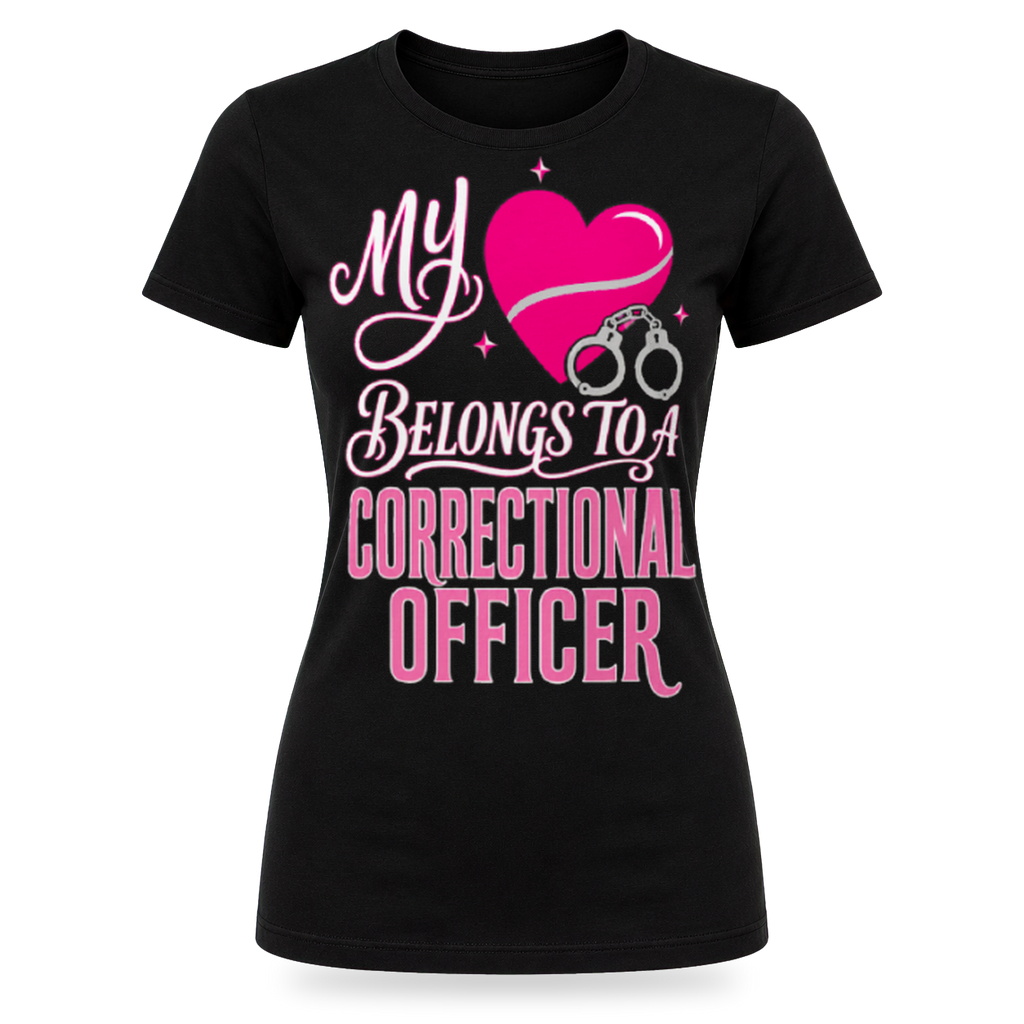 [MY HEART BELONGS TO A CORRECTIONAL OFFICER] WOMEN'S TEE [BLK/WHT]