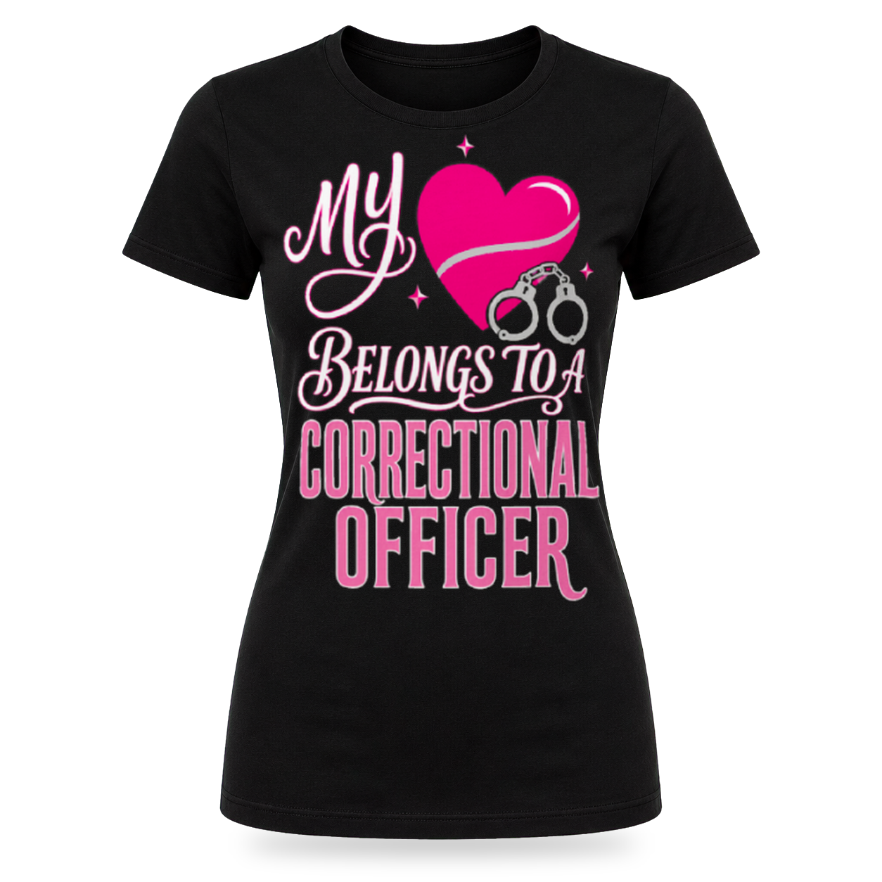 [MY HEART BELONGS TO A CORRECTIONAL OFFICER] WOMEN'S TEE [BLK/WHT]