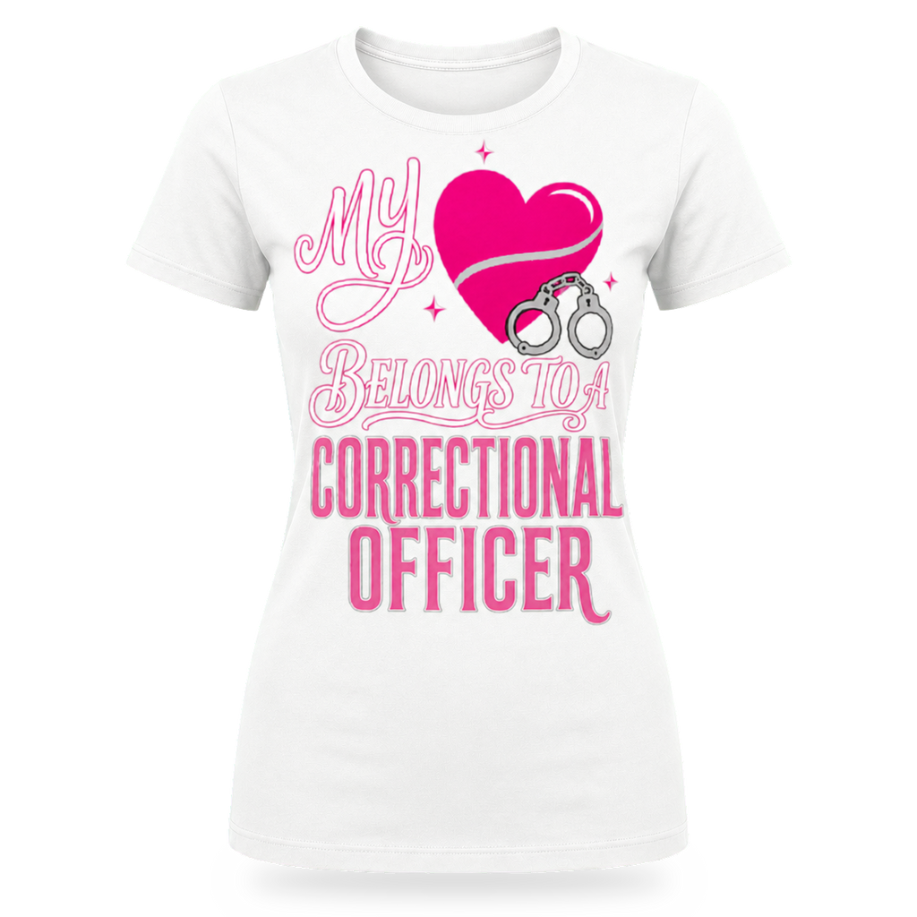 [MY HEART BELONGS TO A CORRECTIONAL OFFICER] WOMEN'S TEE [BLK/WHT]