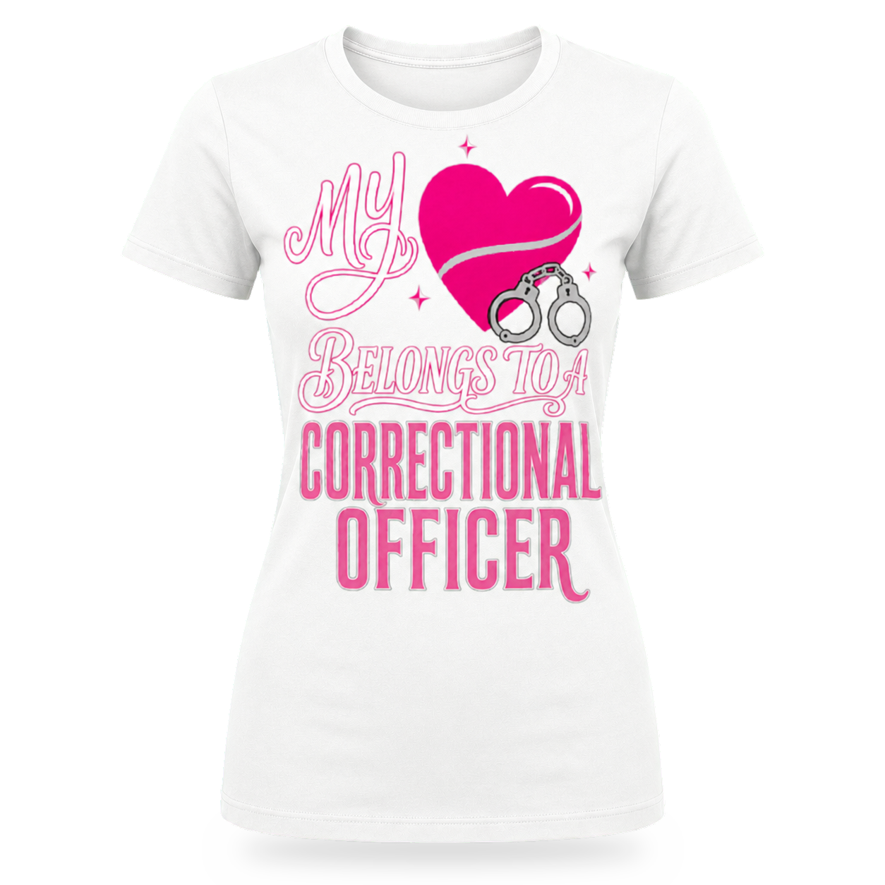 [MY HEART BELONGS TO A CORRECTIONAL OFFICER] WOMEN'S TEE [BLK/WHT]