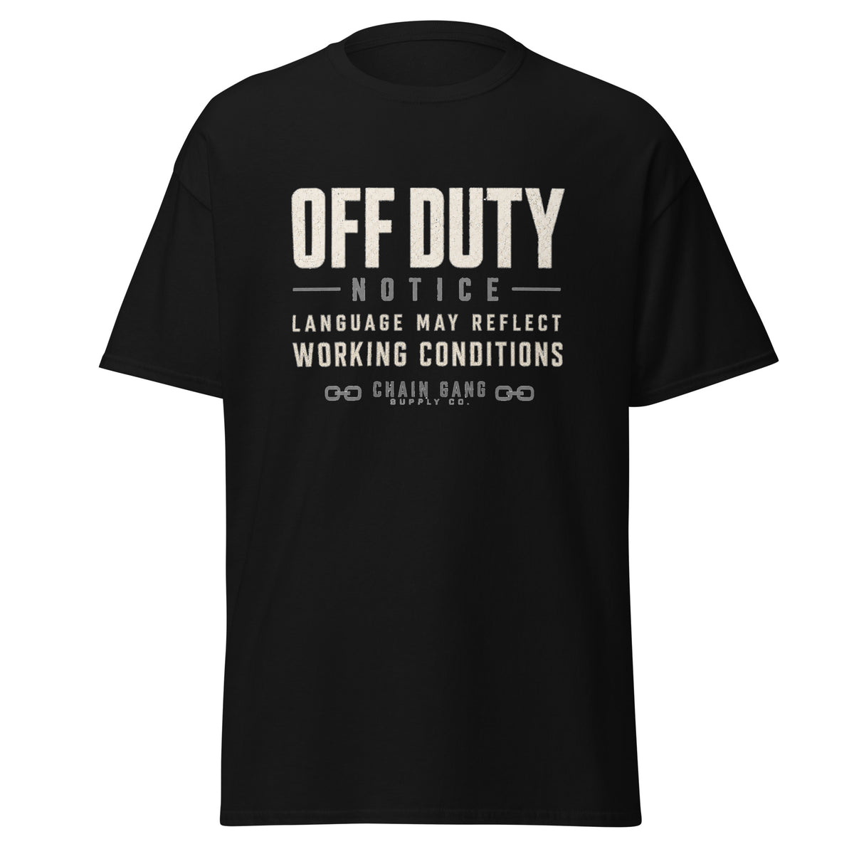 Off Duty Notice correctional officer t-shirt, black, front view