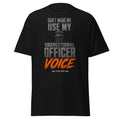 Correctional Officer Voice correctional officer t-shirt, black, front view
