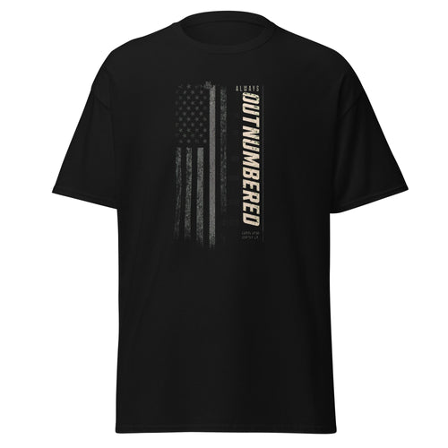 Always Outnumbered, Never Outmatched correctional officer t-shirt, black, front view