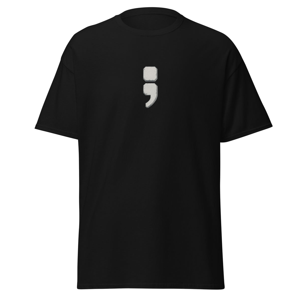 Semicolon Mental Health Awareness correctional officer t-shirt, black, front view