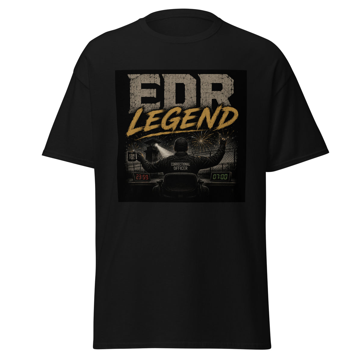 EDR Legend correctional officer t-shirt, black, front view