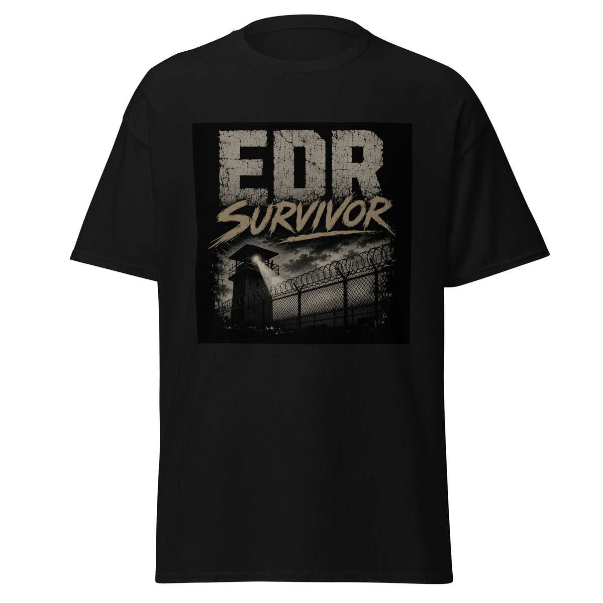 EDR Survivor correctional officer t-shirt, black, front view