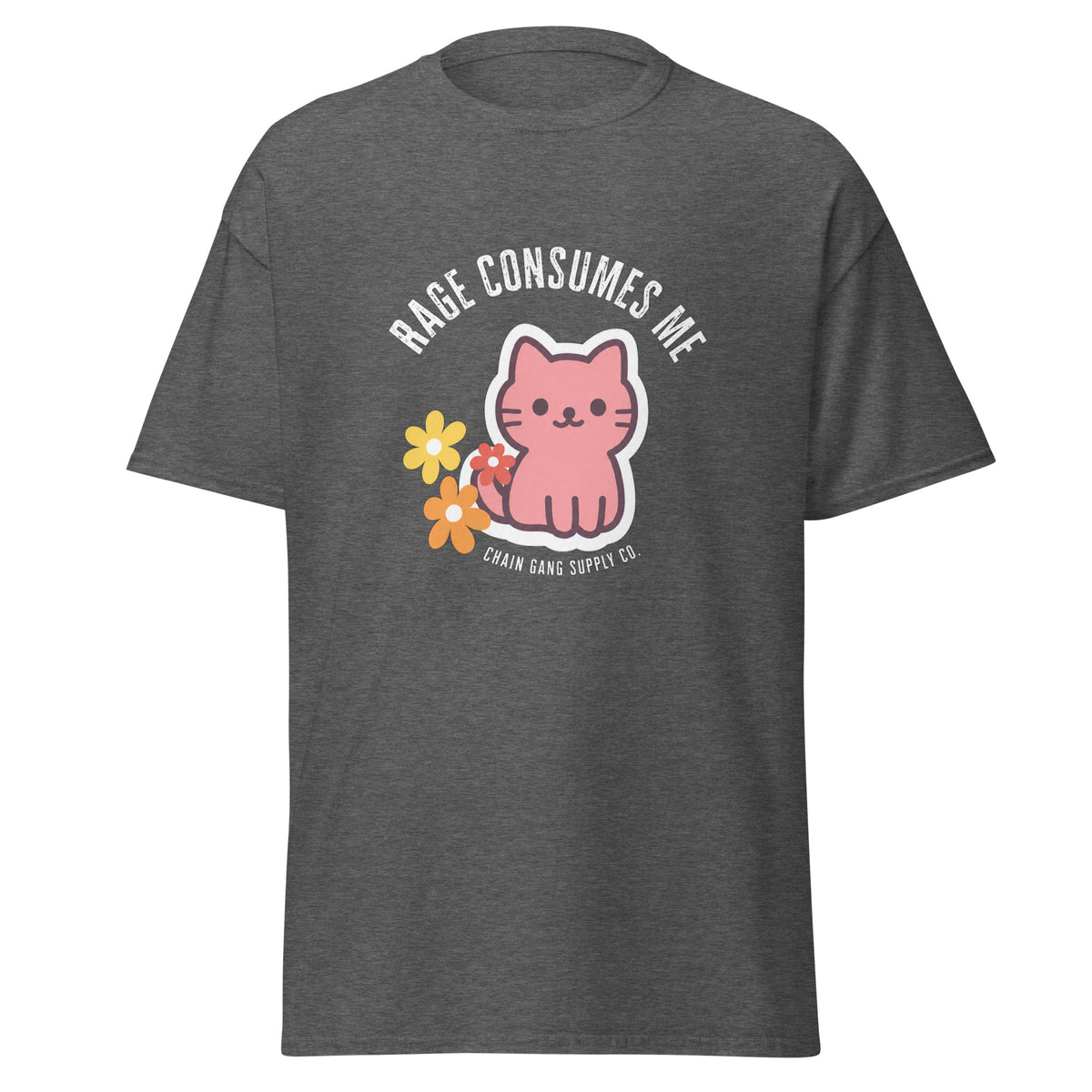 Rage Consumes Me correctional officer t-shirt, dark heather, front view