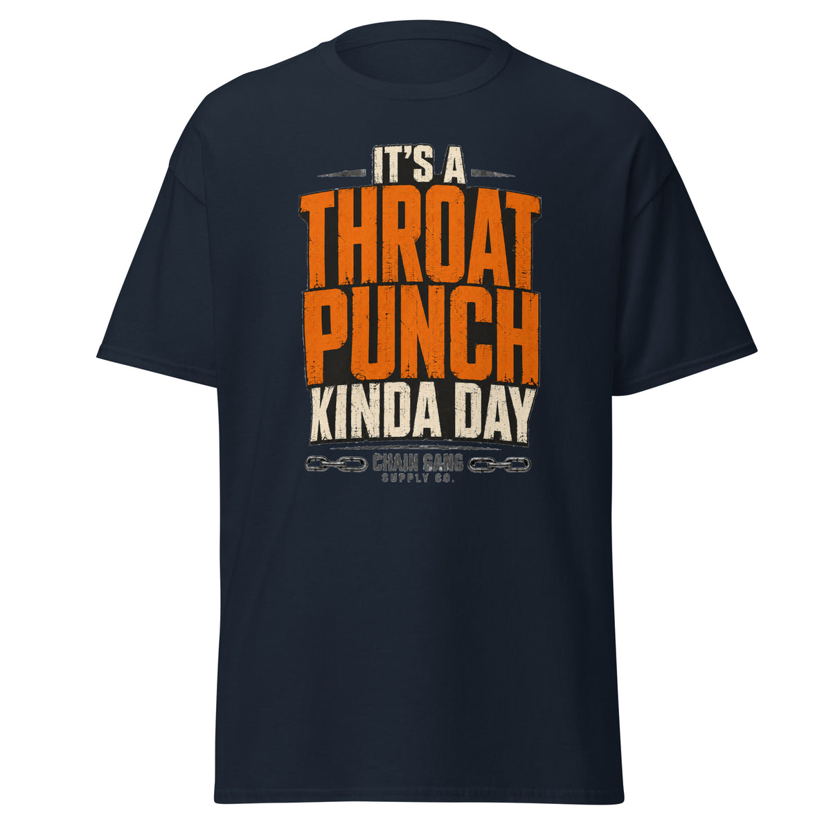 Throat Punch correctional officer t-shirt, navy, front view