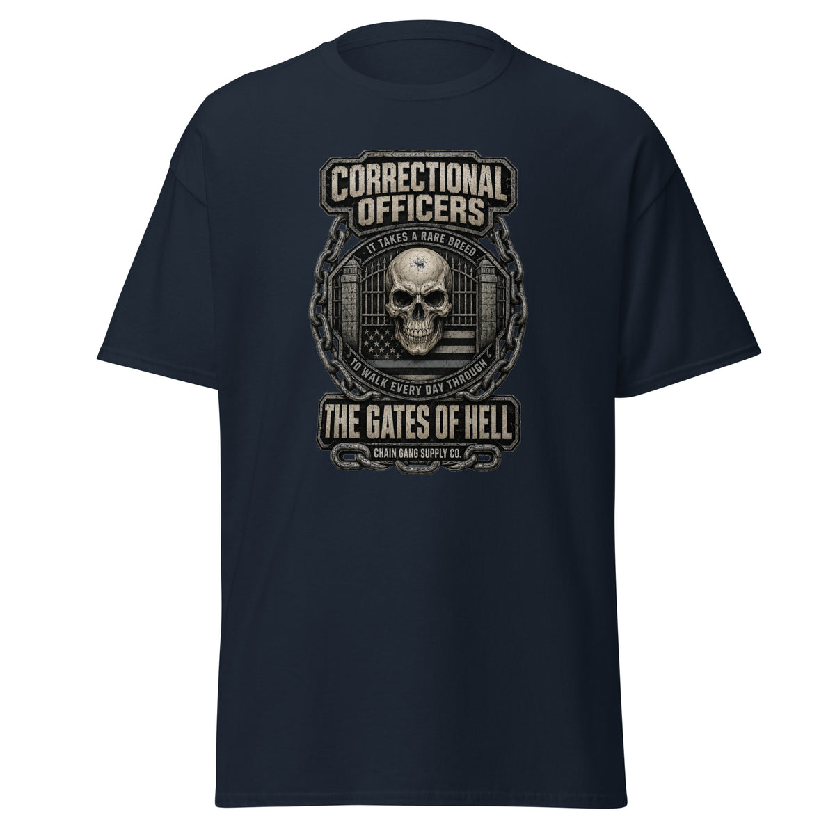 Rare Breed correctional officer t-shirt, navy, front view