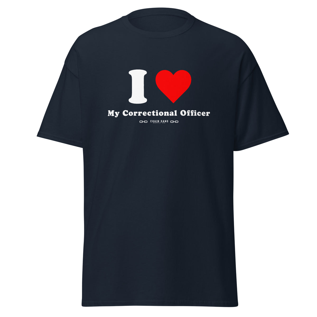 I Love My correctional officer t-shirt, navy, front view