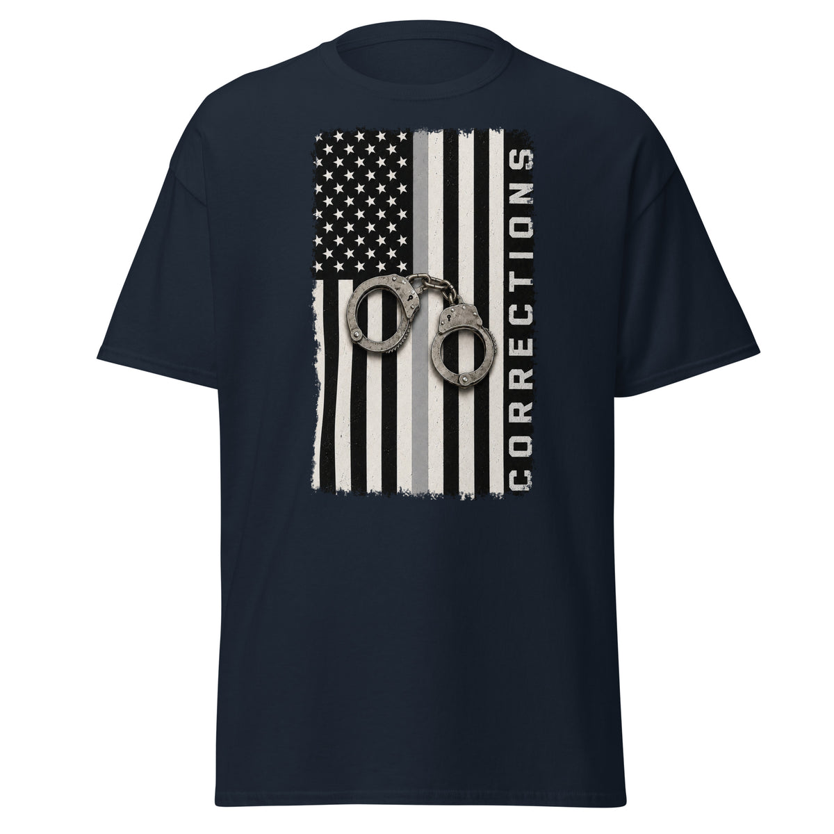 Thin Gray Line Corrections correctional officer t-shirt, navy, front view