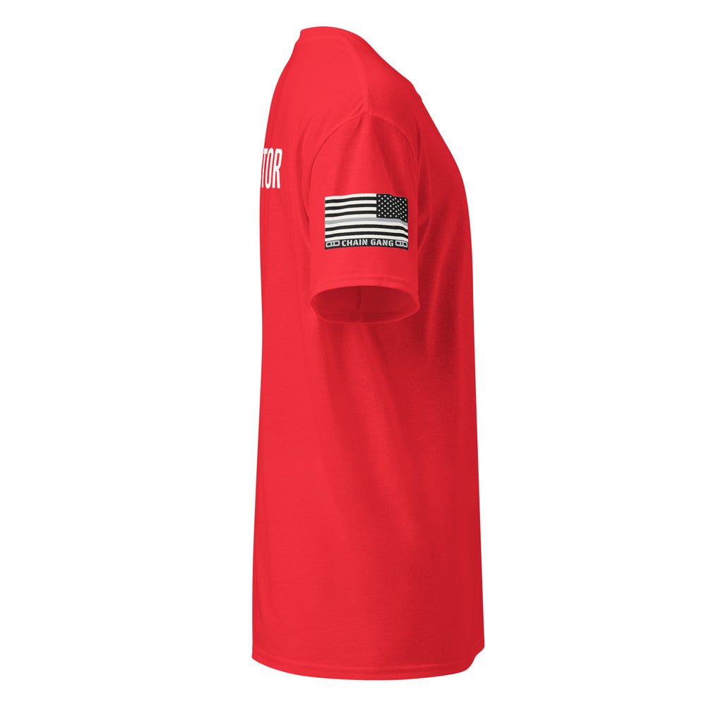 Corrections Instructor correctional officer performance shirt, red, right view